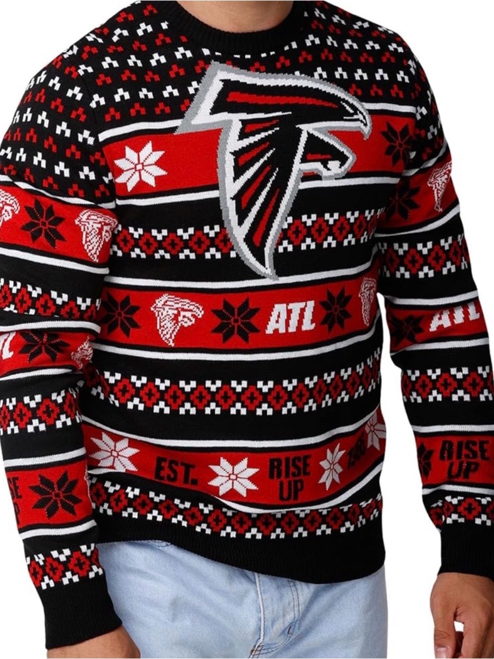 NFL Atlanta falcons Red and Black Holiday Sweater - NFL Team Knit